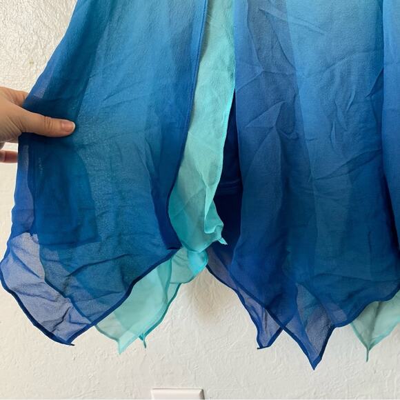 T by Tadashi Vintage Y2K Silk Ombre Handkerchief Hem Dress - Picture 12 of 16